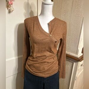 Striped Brown Long Sleeve Top